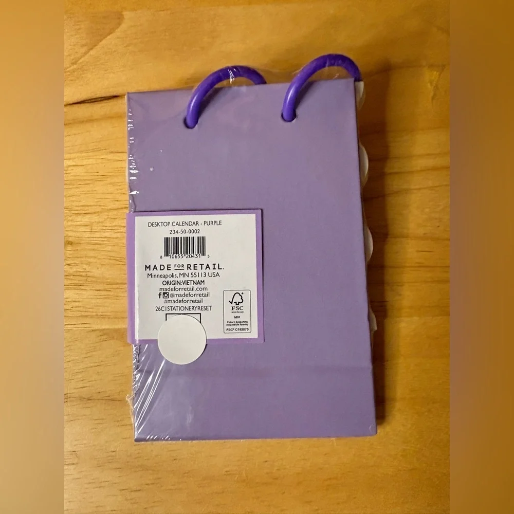 Purple Desktop Flip Calendar with Fold Out Stand | New